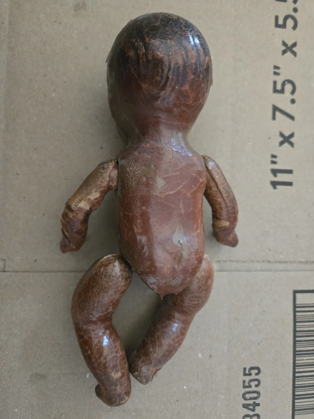Antique Brown Painted Composition Baby Doll Black Americana As Is